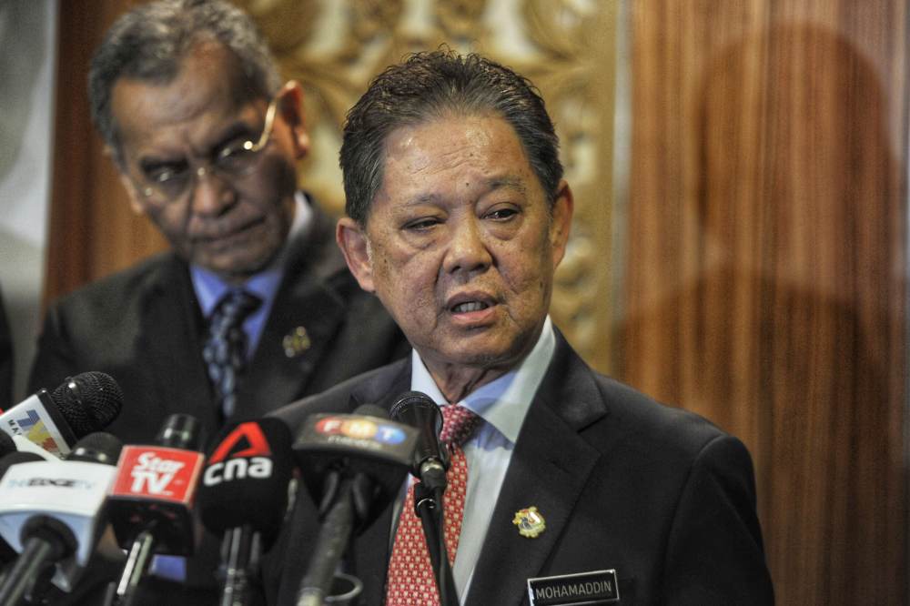 Tourism Minister Datuk Mohammadin Ketapi speaks during a special meeting and briefing session in Putrajaya January 28, 2020. u00e2u20acu2022 Picture by Shafwan Zaidon