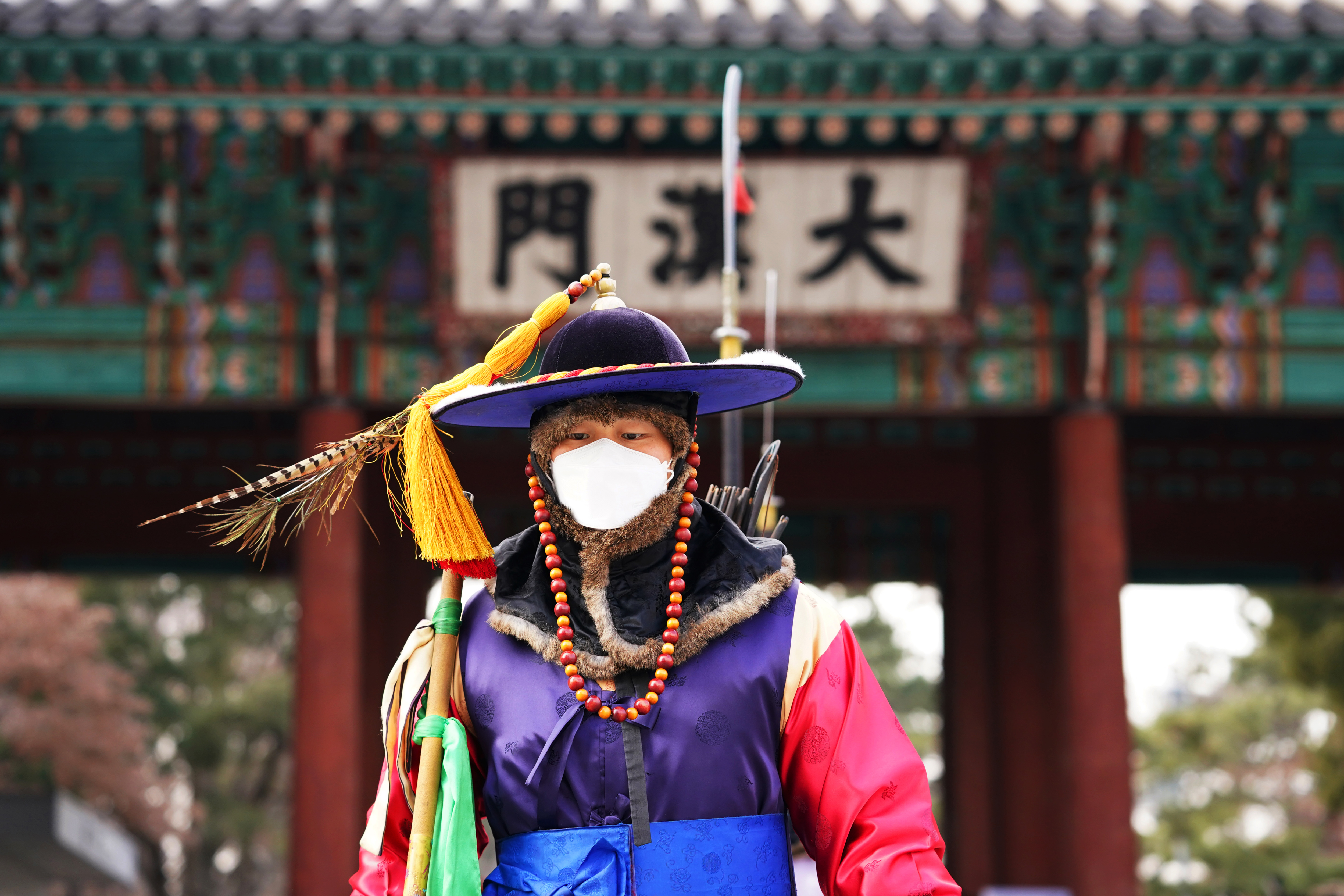 A guard wearing mask in front of the Daehanmun Gate is seen at Deoksugung Palace in Seoul February 4, 2020. u00e2u20acu201d Reuters pic