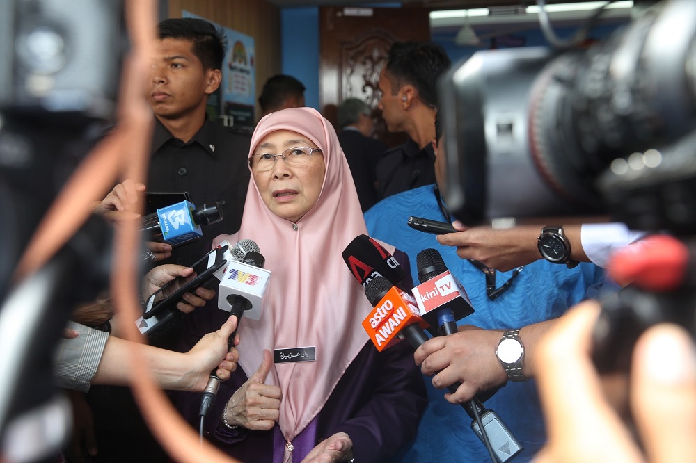 Deputy Prime Minister Datuk Seri Dr Wan Azizah Wan Ismail speaks to reporters after the launch of the Parliament Childcare Centre February 7, 2020. u00e2u20acu201d Picture by Choo Choy May