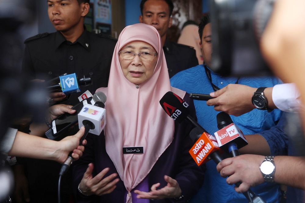 Deputy Prime Minister Datuk Seri Dr Wan Azizah Wan Ismail speaks to reporters after the launch of the Parliament Childcare Centre February 7, 2020. u00e2u20acu201d Picture by Choo Choy May