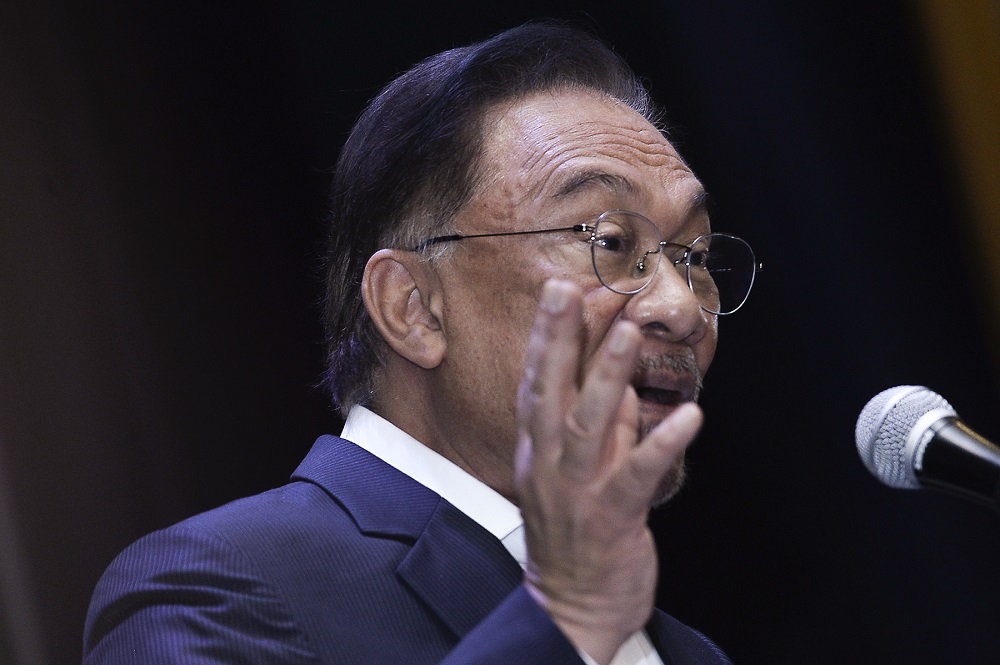 PKR president Datuk Seri Anwar Ibrahim speaks during the Regional Conference on Peaceful Co-existence in Shah Alam February 12, 2020. u00e2u20acu201d Picture by Miera Zulyana