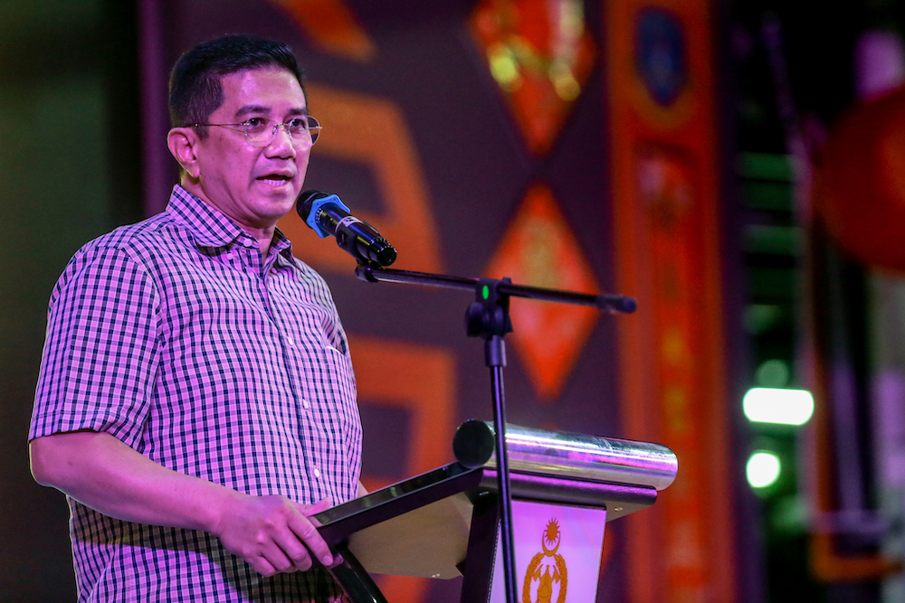 Economic Affairs Minister Datuk Seri Mohamed Azmin Ali speaks at the Chinese New Year Open House in Ampang February 16, 2020. u00e2u20acu201d Picture by Firdaus Latif nn