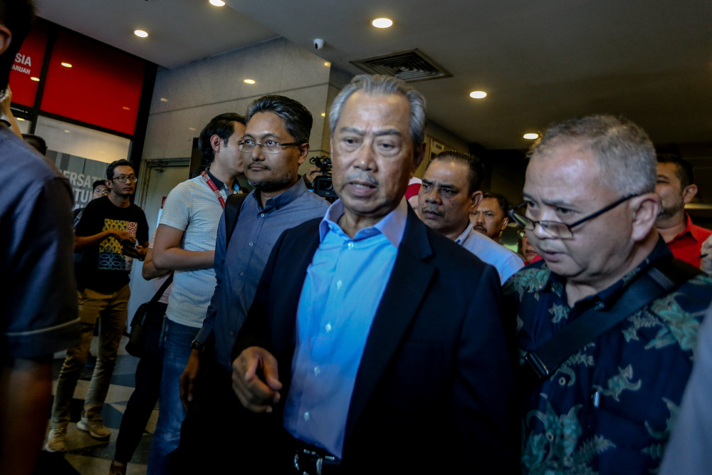 Parti Pribumi Bersatu Malaysia president Tan Sri Muhyiddin Yassin leaves the PBBM headquarters in Petaling Jaya February 23, 2020. u00e2u20acu201d Picture by Firdaus Latif