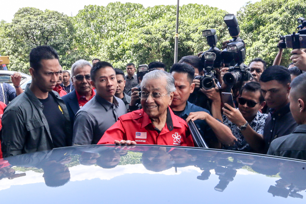 Bersatu chairman Tun Dr Mahathir Mohamad leaves PBBM headquarters in Petaling Jaya February 23, 2020. u00e2u20acu201d Picture by Firdaus Latif
