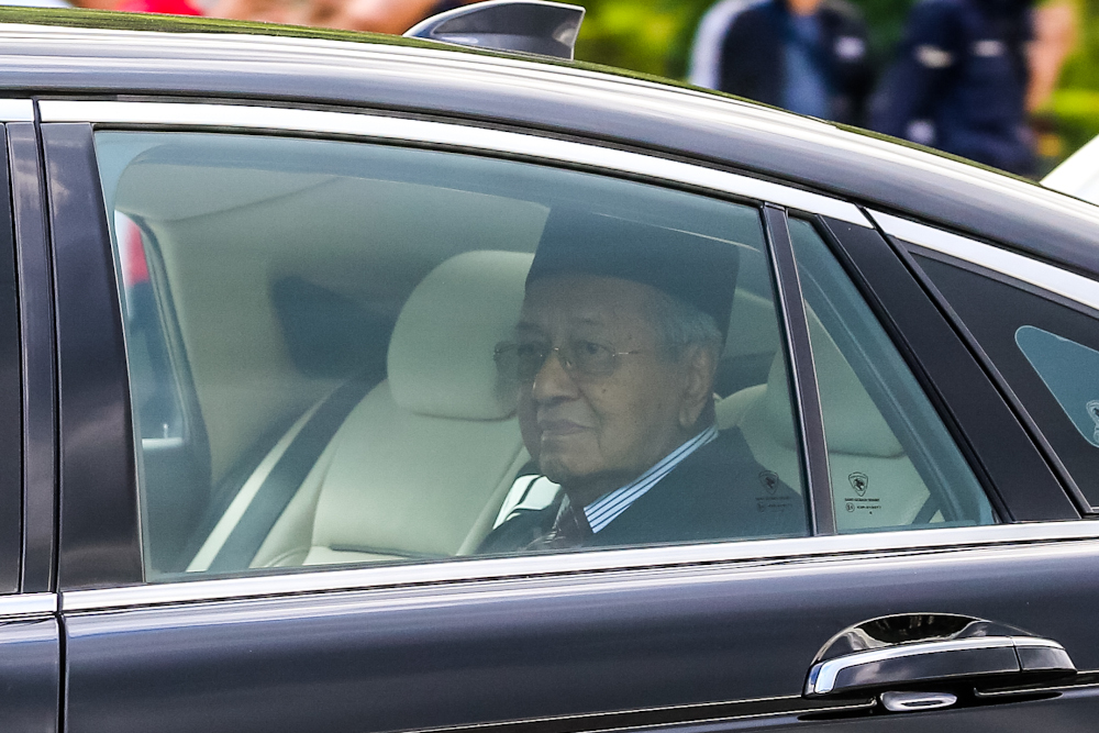 Tun Dr Mahathir Mohamad leaves Istana Negara February 24, 2020. u00e2u20acu201d Picture by Firdaus Latif