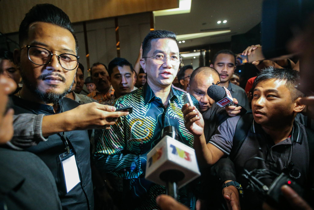 PKR deputy president Datuk Seri Azmin Ali speaks to the media at the Sheraton Hotel in Petaling Jaya February 23, 2020. u00e2u20acu201d Picture by Hari Anggara