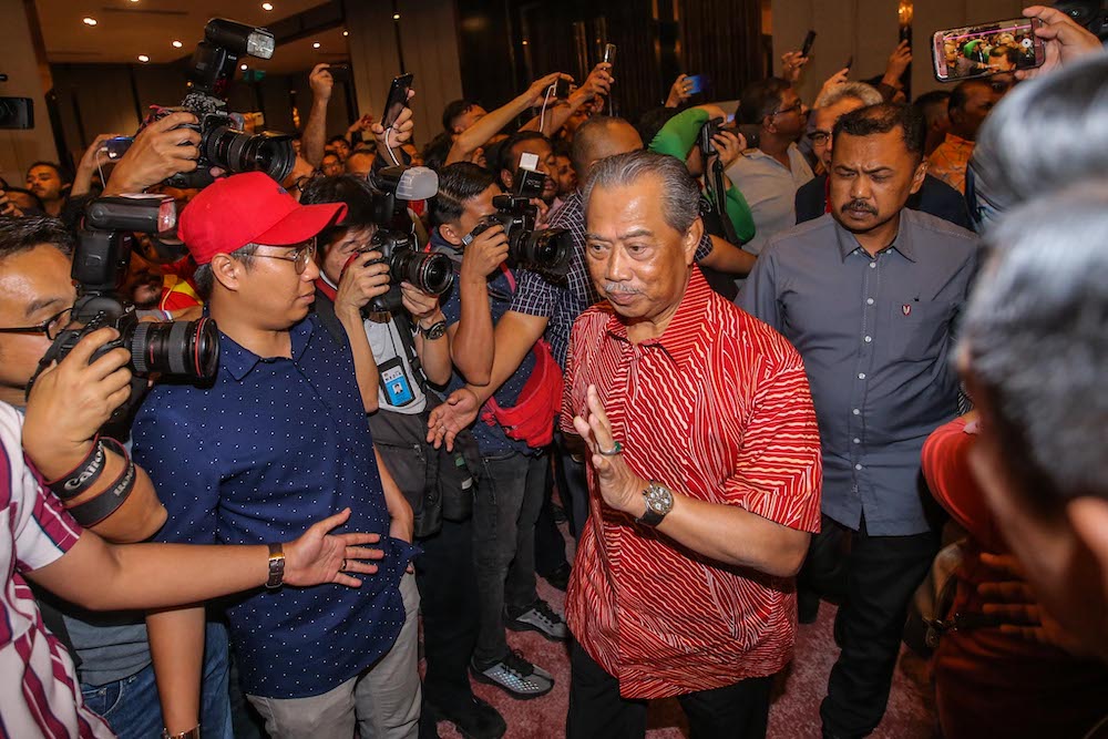 Tan Sri Muhyiddin Yassin arrives at Sheraton Perak Mentri Besar, Datuk Seri Ahmad Faizal Azumu arrives at Sheraton Hotel, February 23, 2020. u00e2u20acu201d Picture by Hari Anggara