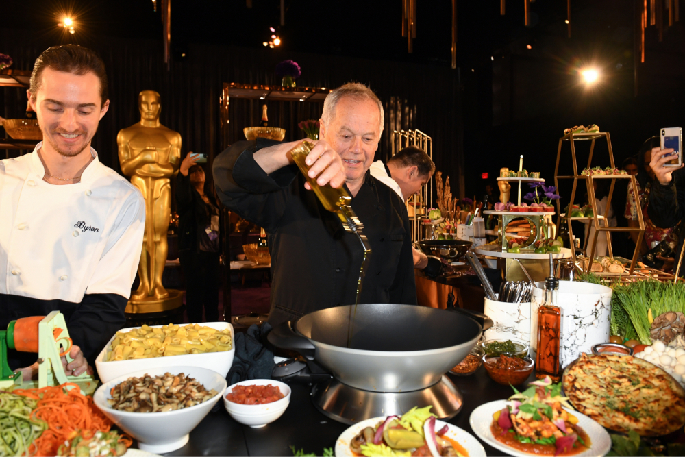 US-Austrian chef Wolfgang Puck (centre) and son Byron prepare a dish during the 92nd Annual Academy Awards Governors Ball press preview at The Ray Dolby Ballroom at Hollywood & Highland Center, in Hollywood, California, January 31, 2020. u00e2u20acu201d AFP pic 
