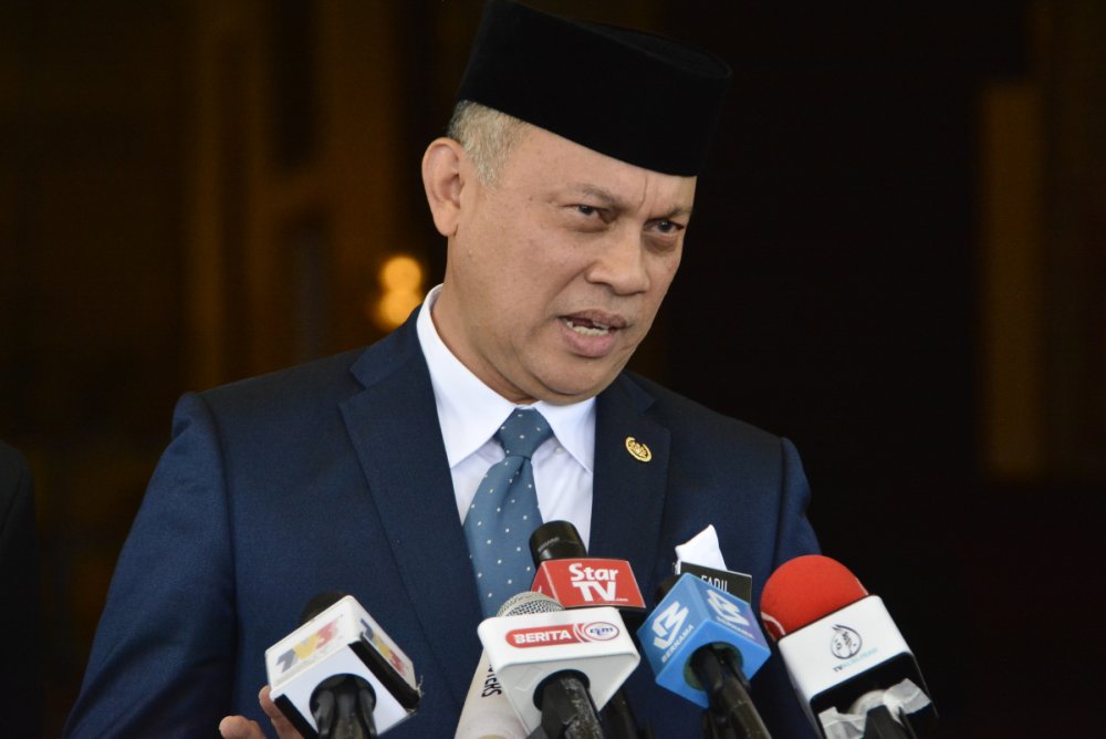 Comptroller of the Royal Family and Household, Datuk Ahmad Fadil Shamsuddin speaks during a briefing at Istana Negara in Kuala Lumpur February 25, 2020. u00e2u20acu2022 Picture by Miera Zulyana