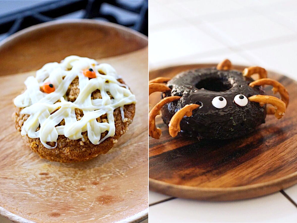 配合不同节日会推出不同甜甜圈，这是去年万圣节期间还推出木乃伊和蜘蛛甜甜圈。-摄影Kenny Mah及受访者提供-