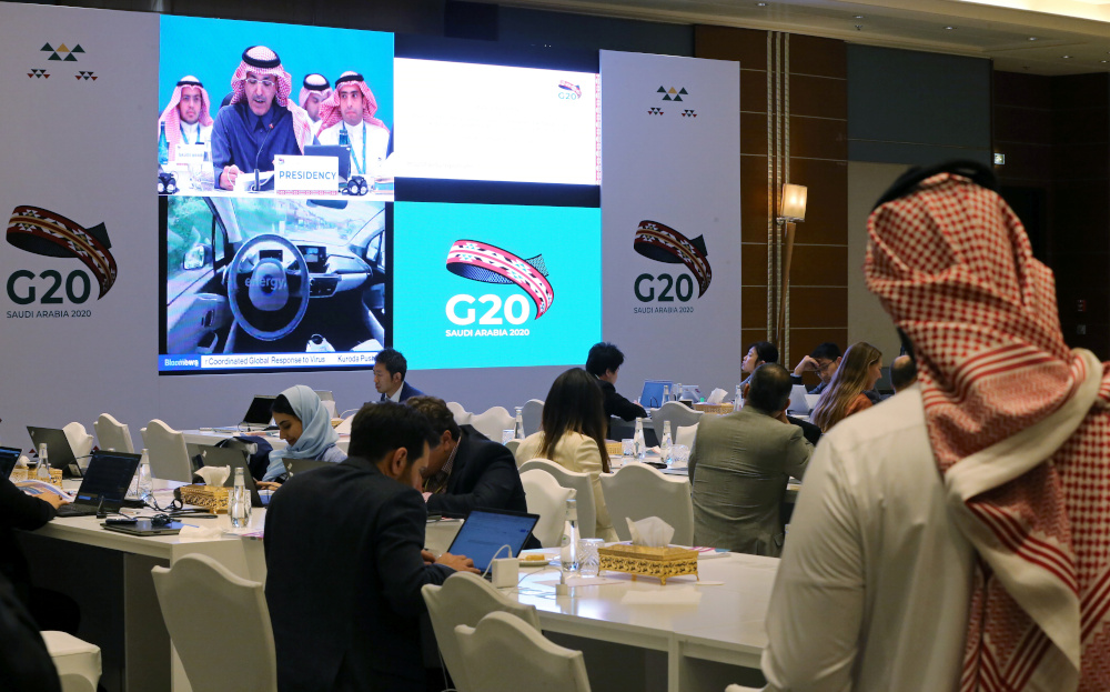 Journalists sit in the media centre during the meeting of G20 finance ministers and central bank governors in Riyadh February 22, 2020. u00e2u20acu201d Reuters pic
