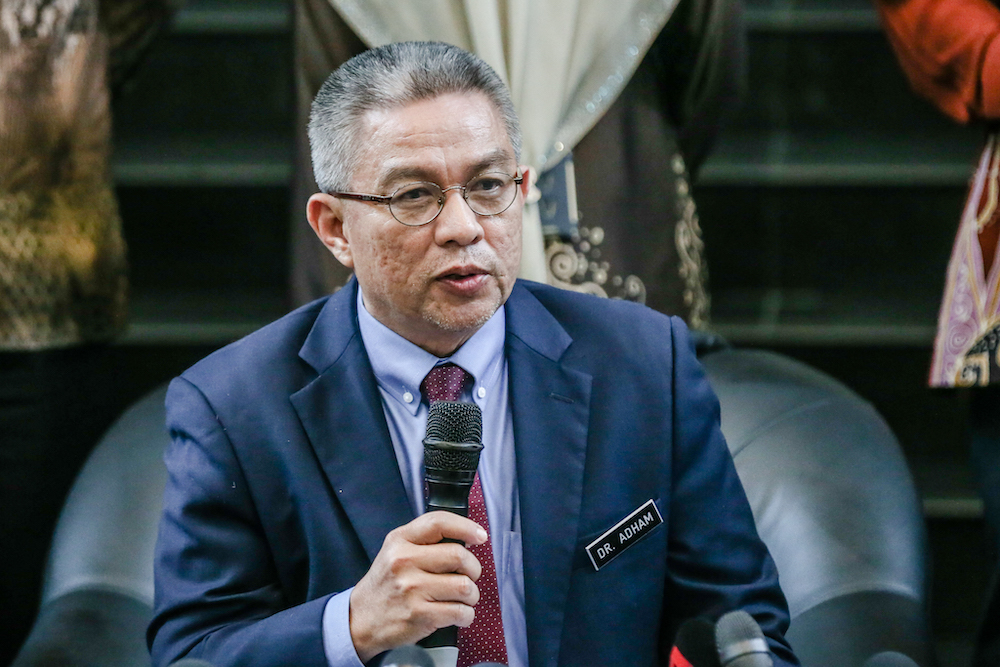 Health Minister Datuk Seri Dr Adham Baba speaks during a press conference at Hospital Sg Buloh March 12, 2020. u00e2u20acu201d Picture by Firdaus Latif 