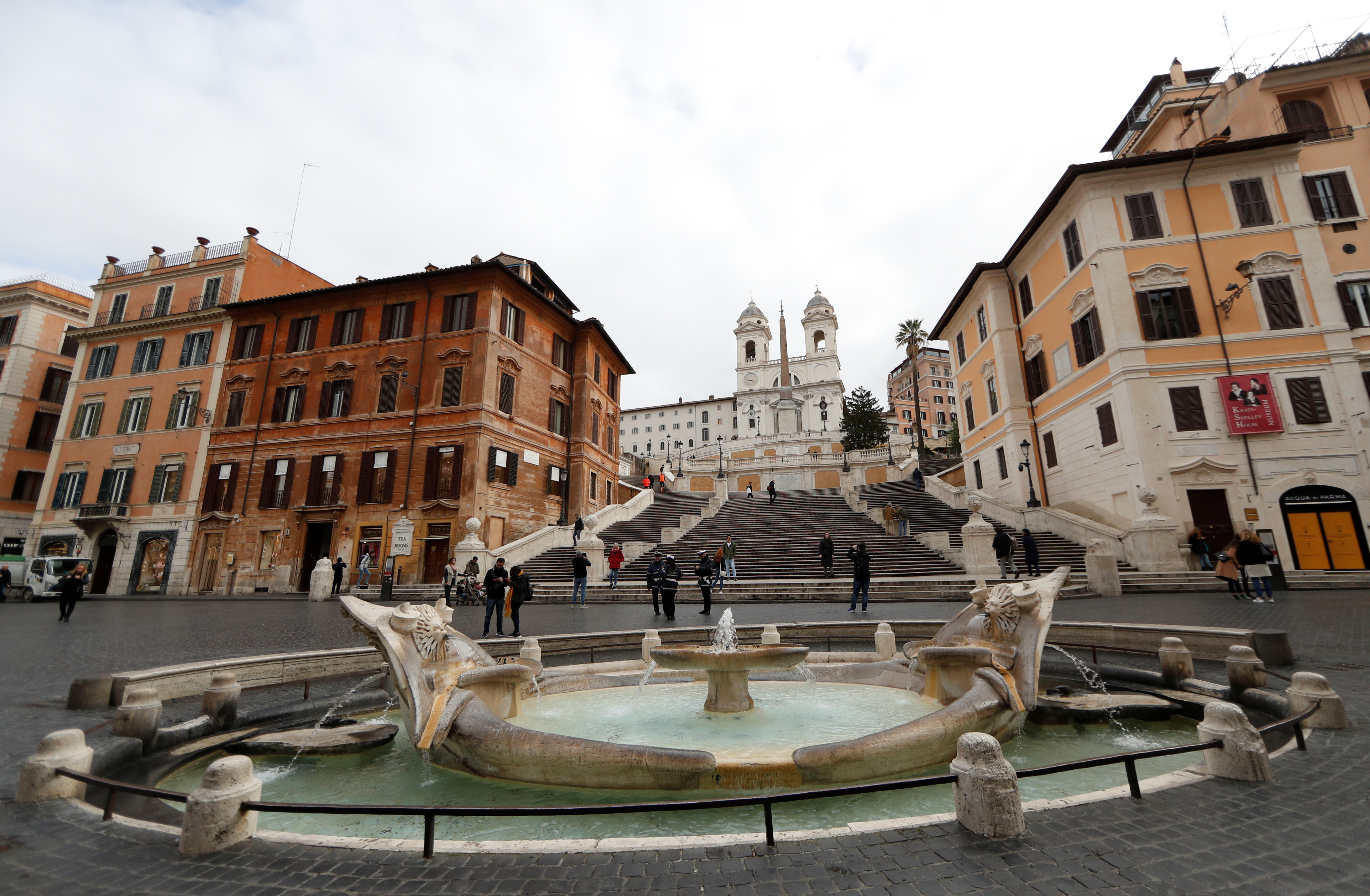 People stand in Piazza di Spagna square, after the government decree to close schools, cinemas, and urge people to work from home and not stand closer than one metre to each other in Rome, Italy, March 6, 2020. u00e2u20acu201d Reuters pic