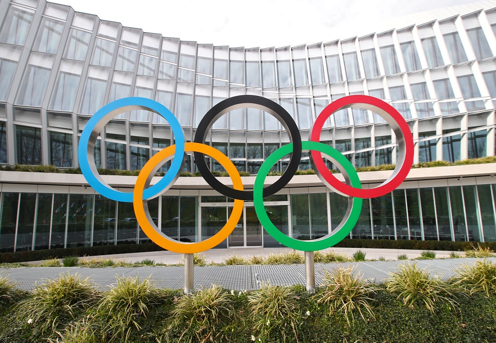 The Olympic rings are pictured in front of the International Olympic Committee in Lausanne March 17, 2020. u00e2u20acu201d Reuters pic
