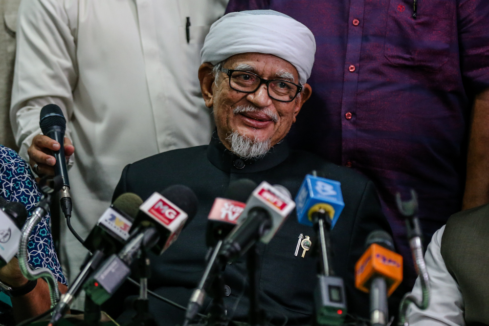 PAS president Datuk Seri Abdul Hadi Awang speaks during a press conference at PAS headquarters in Kuala Lumpur March 1, 2020. u00e2u20acu201d Picture by Firdaus Latif