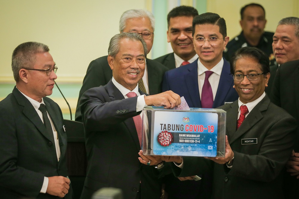 Prime Minister Tan Sri Muhyiddin Yassin launches the u00e2u20acu02dcTabung Covid-19u00e2u20acu2122 at the Prime Minister Officeu00e2u20acu2122s in Putrajaya March 11, 2020. u00e2u20acu201d Picture by Yusof Mat Isann