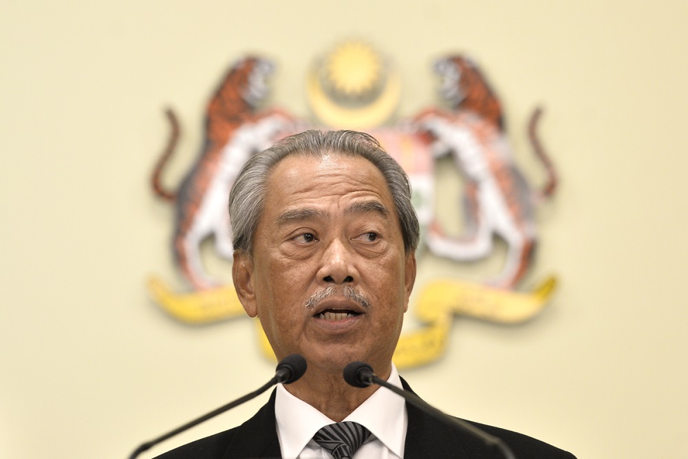 Prime Minister Tan Sri Muhyiddin Yasin at a press conference in Putrajaya March 16, 2020. u00e2u20acu201d Picture by Miera Zulyana