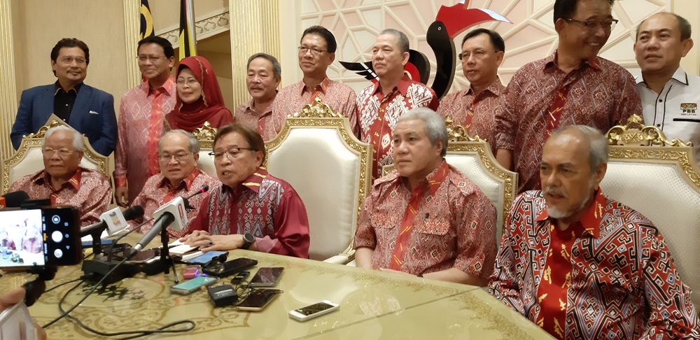 Chief Minister and GPS chairman Datuk Patinggi Abang Johari Openg speaks to reporters after chairing the PBB supreme council meeting in Kuching, March 7, 2020. u00e2u20acu201d Picture by Sulok Tawie