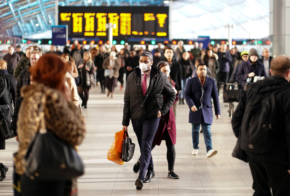 A man is seen wearing a protective face mask at Waterloo station in London, Britain, March 6, 2020. u00e2u20acu201d Reuters pic 