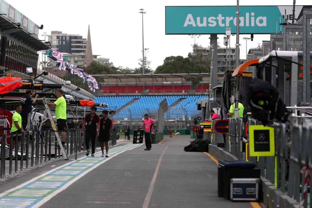 General view of the pitlane after it was announced the Australian Grand Prix would be cancelled after a McLaren team member tested positive for coronavirus, March 13, 2020. u00e2u20acu2022 Reuters pic