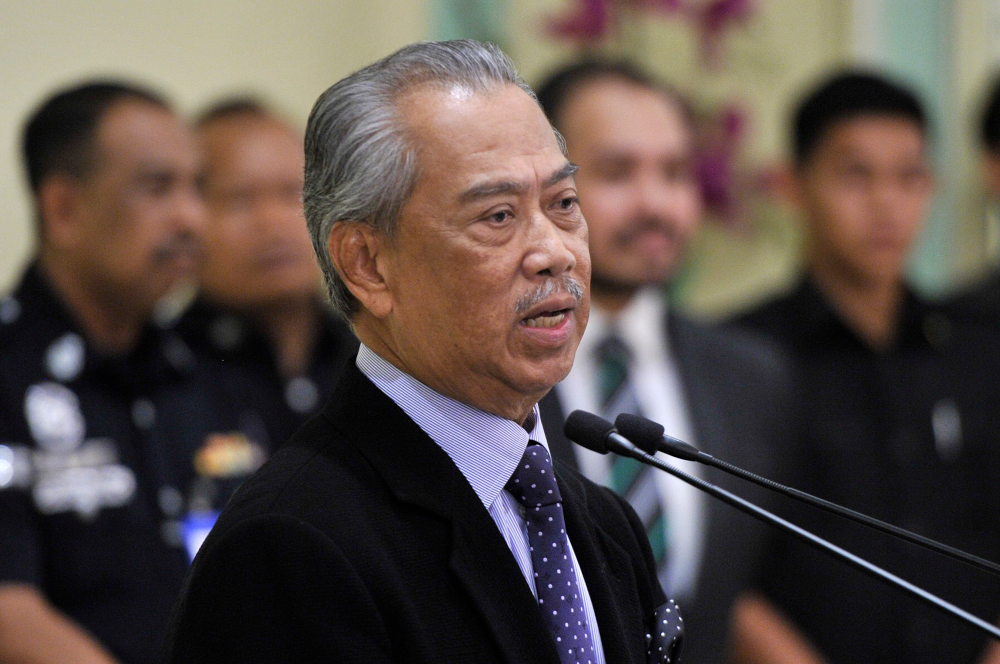 Prime Minister Tan Sri Muhyiddin Yassin during the announcement of the new Cabinet ministers at Perdana Putra in Putrajaya, March 9, 2020. u00e2u20acu201d Picture by Shafwan Zaidon