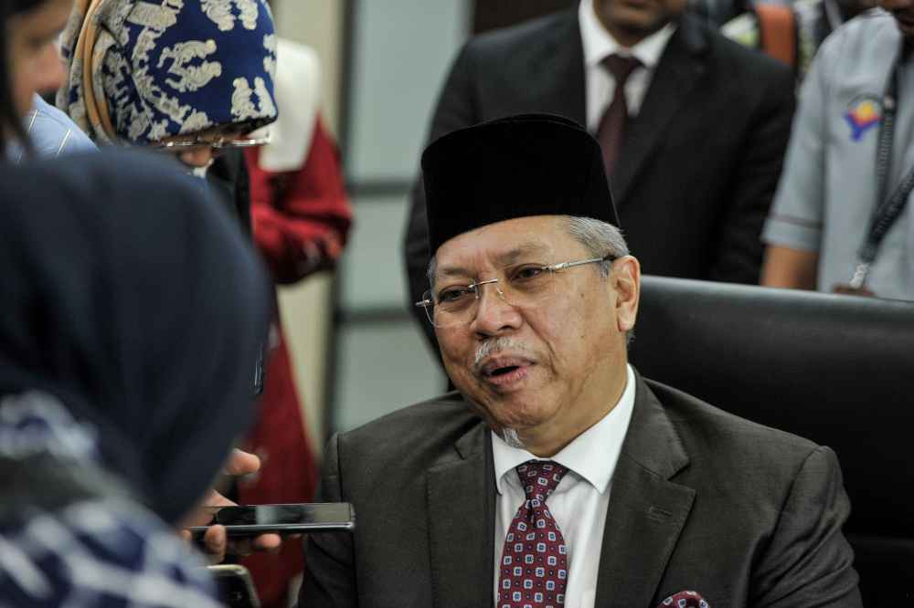 Federal Territories Minister Tan Sri Annuar Musa speaks to reporters on his first day at the ministry in Putrajaya 11, 2020. u00e2u20acu201d Picture by Shafwan Zaidon