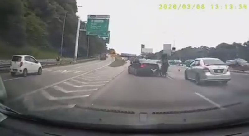 The BMW driver did not stop to assist the injured motorcyclist after the crash. u00e2u20acu201d Facebook screengrab
