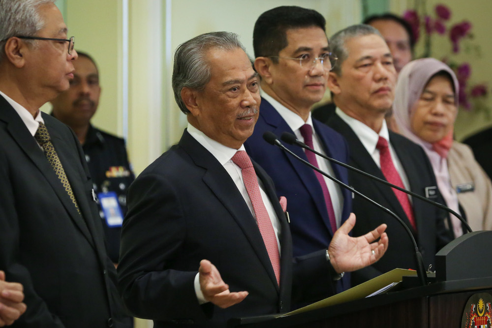 Prime Minister Tan Sri Muhyiddin Yassin speaks during a press conference at Prime Minister Officeu00e2u20acu2122s in Putrajaya March 11, 2020. u00e2u20acu201d Picture by Yusof Mat Isa