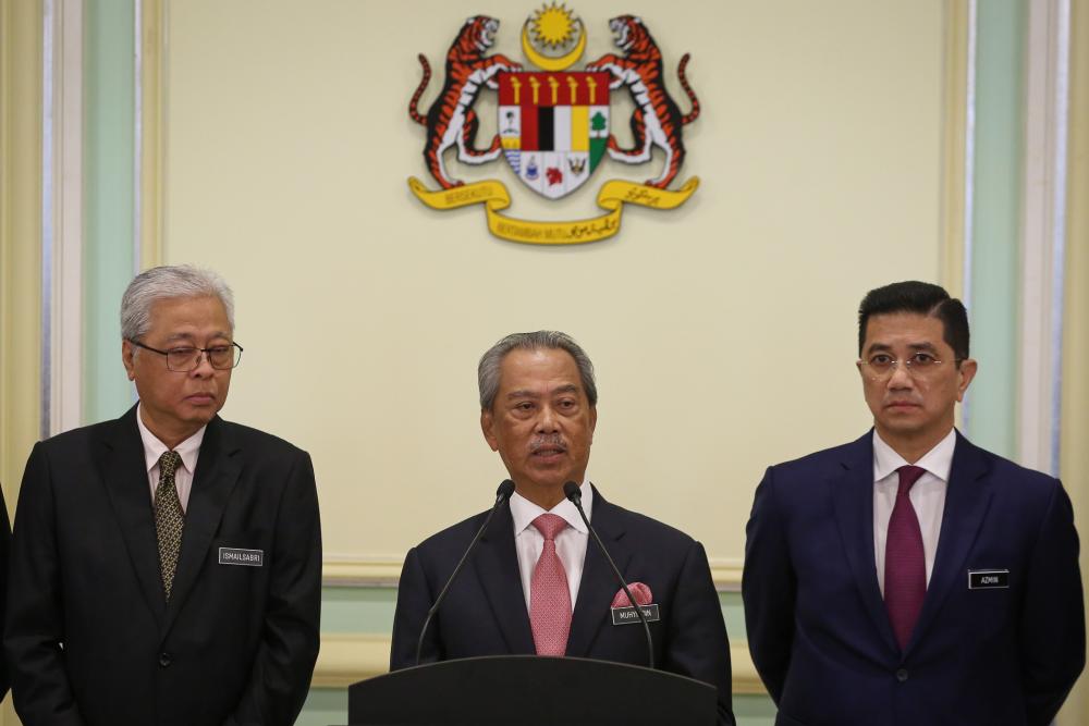 Prime Minister Tan Sri Muhyiddin Yassin speaks during a press conference at the Prime Minister Office's in Putrajaya March 11, 2020. u00e2u20acu2022 Picture by Yusof Mat Isa