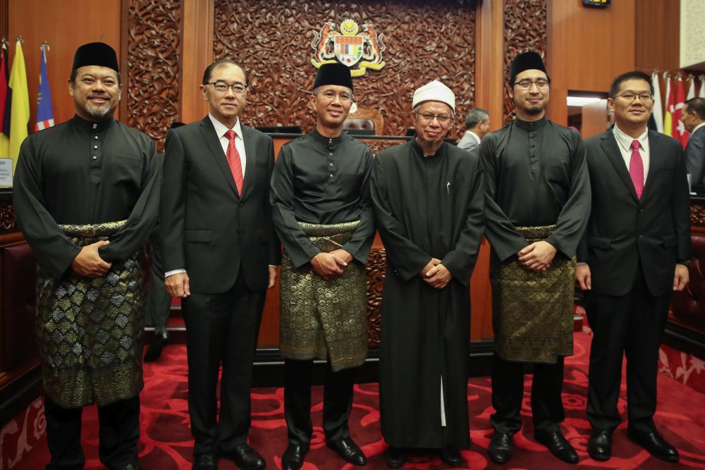 Perikatanu00e2u20acu2122s new senators pose for a group picture after being sworn in at Dewan Negara, Kuala Lumpur March 10, 2020. u00e2u20acu201d Picture by Yusot Mat Isa
