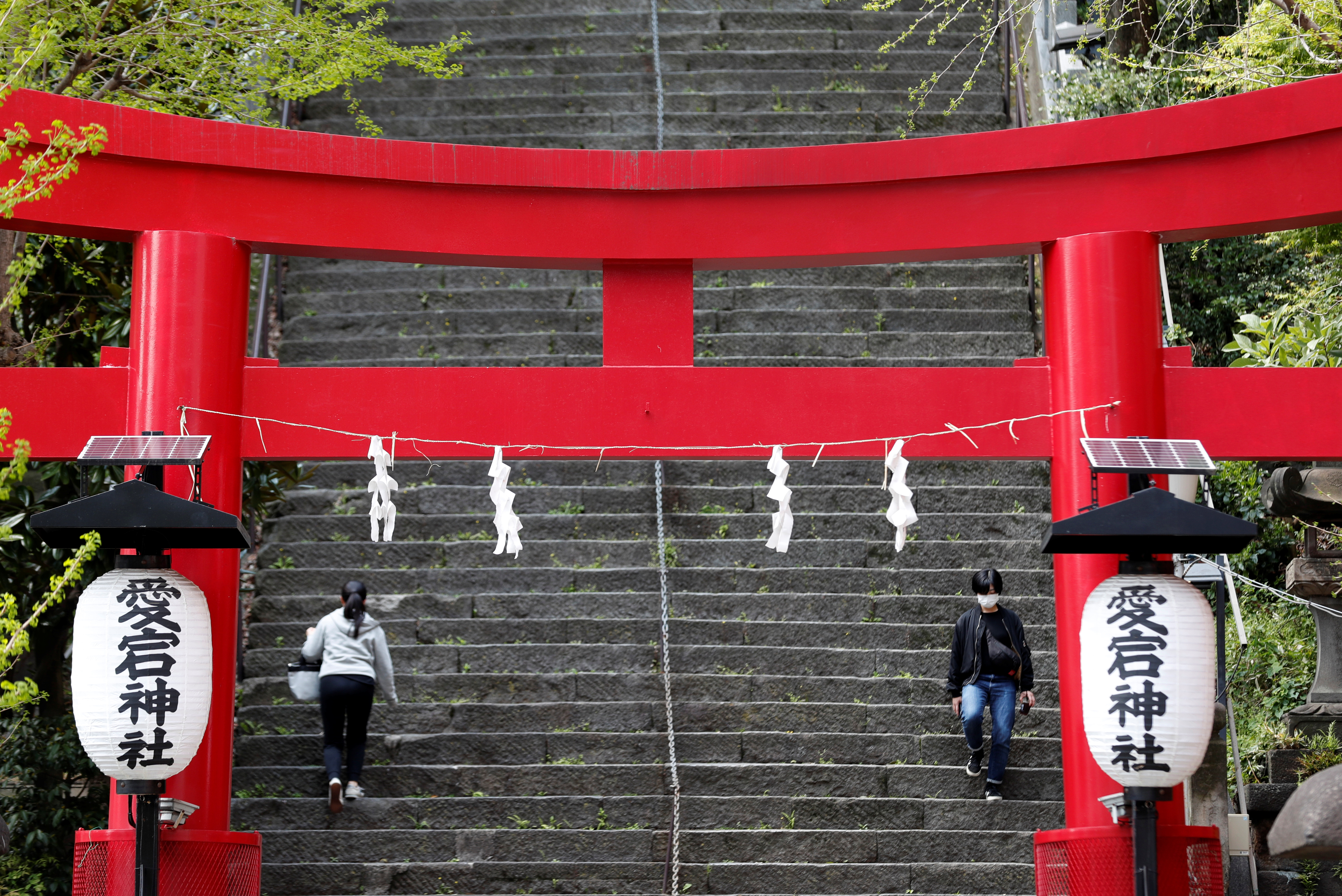 People walk on a flight of steps after the government announced a state of emergency for the capital and some prefectures following the coronavirus disease (Covid-19) outbreak, in Tokyo, Japan April 16, 2020. u00e2u20acu2022 Reuters pic