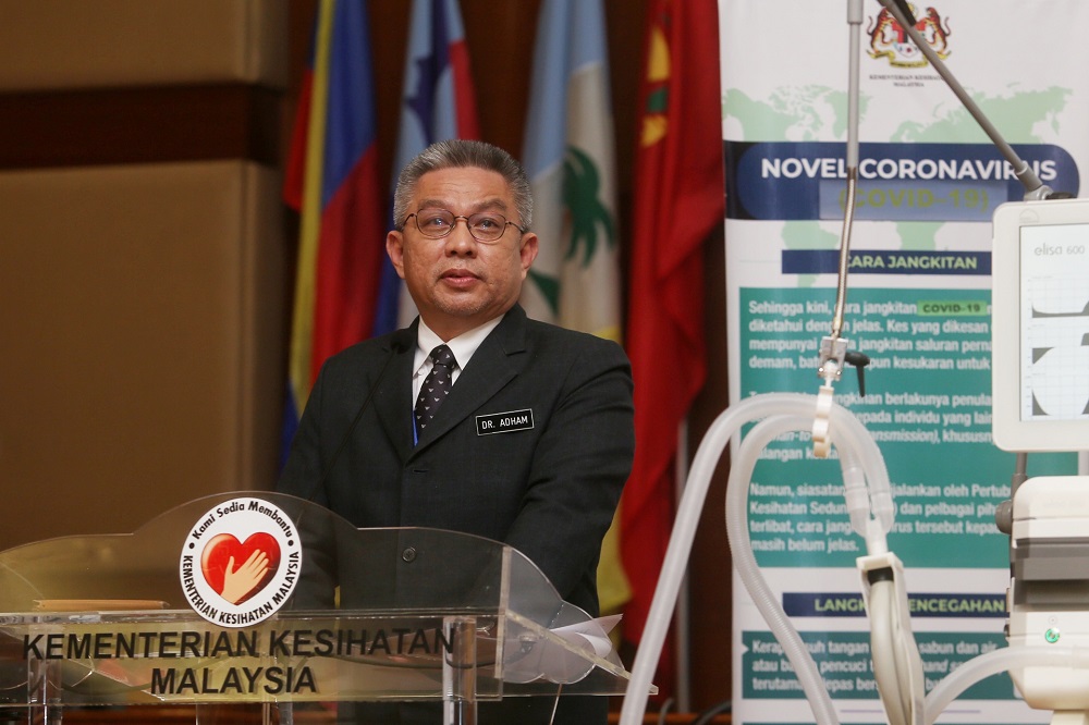 Health Minister Datuk Sri Dr Adham Baba at a media briefing in Putrajaya April 13, 2020. u00e2u20acu201d Picture by Choo Choy May