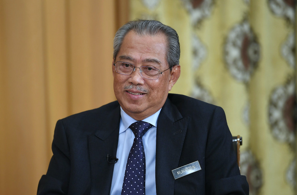 Prime Minister Tan Sri Muhyiddin Yassin is seen during special interview at his office at Perdana Putra, April 25, 2020. u00e2u20acu201d Bernama pic