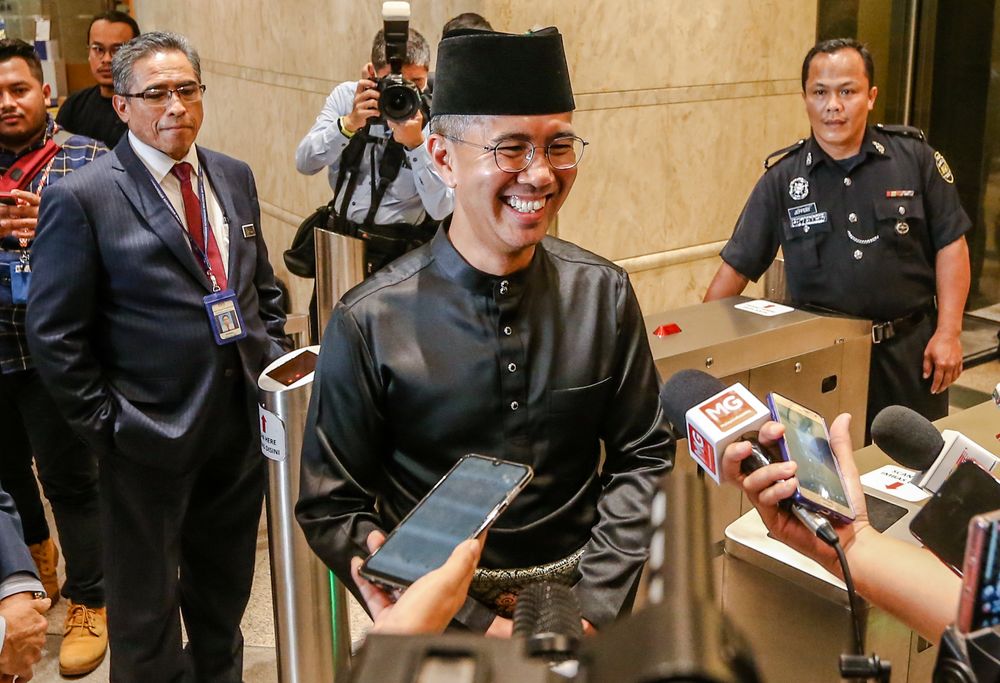 File picture shows Senator Datuk Seri Tengku Zafrul Tengku Abdul Aziz speaking to reporters as he officially begins his first day as Finance Minister in Putrajaya 10, March 10, 2020. u00e2u20acu201d Picture by Firdaus Latif 