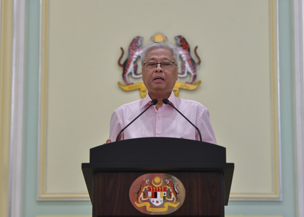 Senior Minister Datuk Seri Ismail Sabri Yaakob speaks during a press conference in Putrajaya April 10, 2020. u00e2u20acu201d Bernama pic