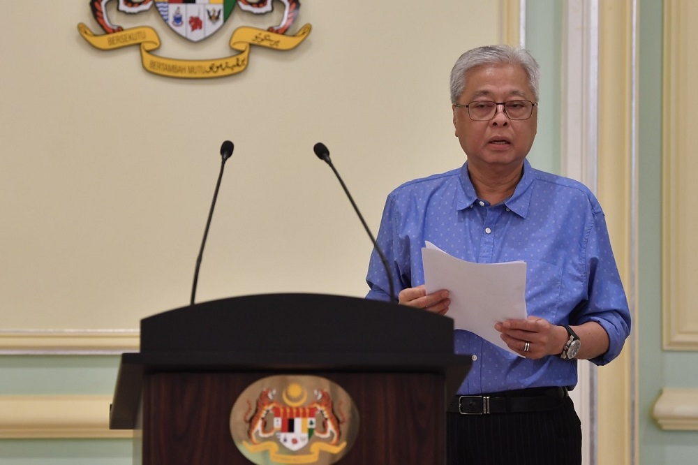 Senior Minister Datuk Seri Ismail Sabri Yaakob speaks during a press conference in Putrajaya April 17, 2020. u00e2u20acu201d Bernama pic