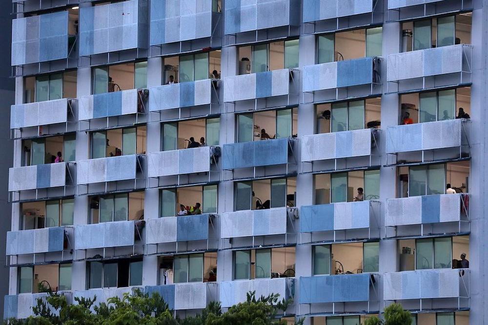 Foreign worker dormitory Sungei Tengah Lodge at Old Choa Chu Kang Road had previously been declared an isolation area after a spike of Covid-19 cases there. u00e2u20acu2022 TODAY picnn