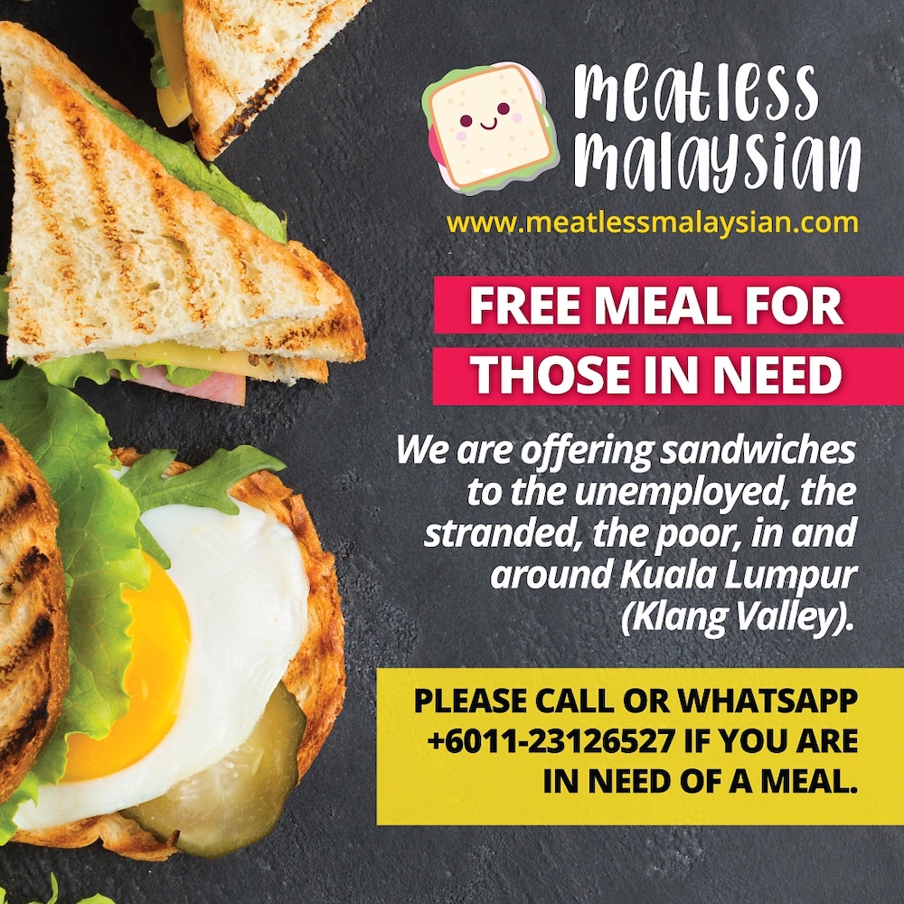 Meatless Malaysia将提供住在巴生谷一带的失业者、无依无靠者及贫困者免费三明治。-Zeeneeshri Ramadas提供-