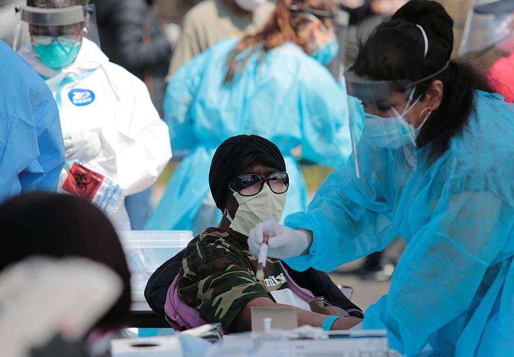 A Detroit resident is tested for free for Covid-19 and antibodies at the Sheffield Center in Detroit, Michigan April 28, 2020. u00e2u20acu201d Reuters pic