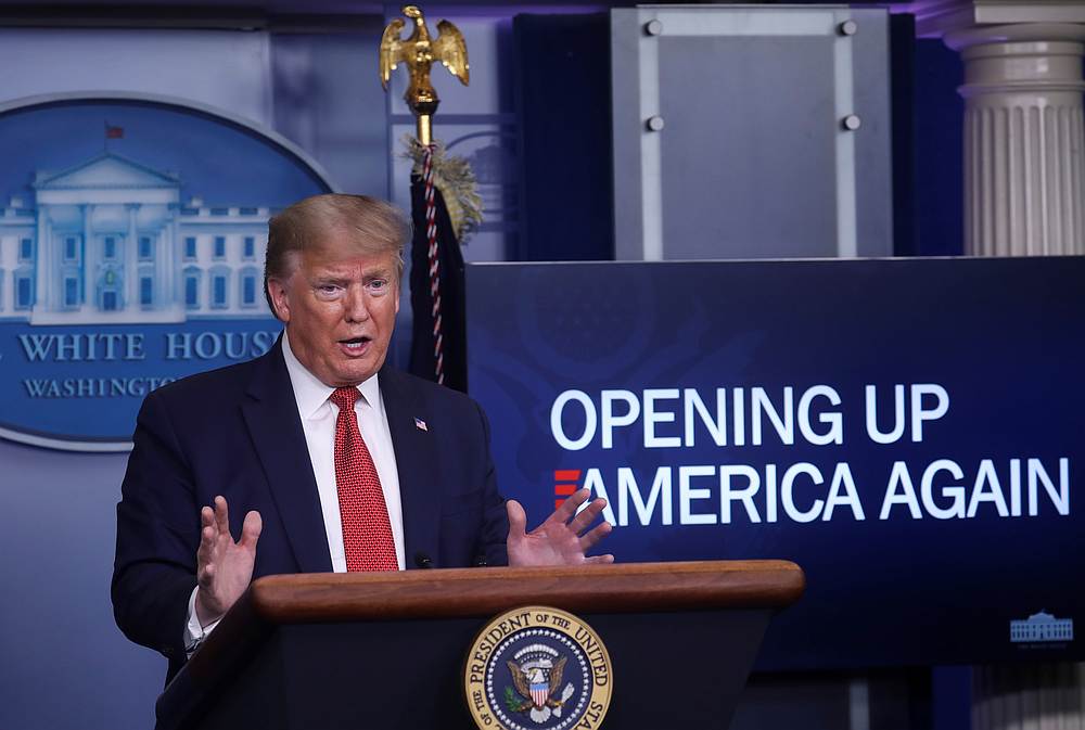 US President Donald Trump answers questions about his administration's plans for 'Opening Up America Again', at the White House in Washington April 16, 2020. u00e2u20acu201d Reuters pic