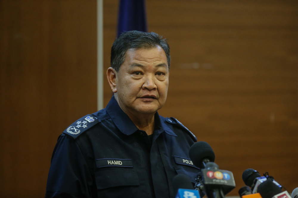 Inspector-General of Police Tan Sri Abdul Hamid Bador speaks during a press conference in Kuala Lumpur April 6, 2020. u00e2u20acu201d Picture by Firdaus Latif