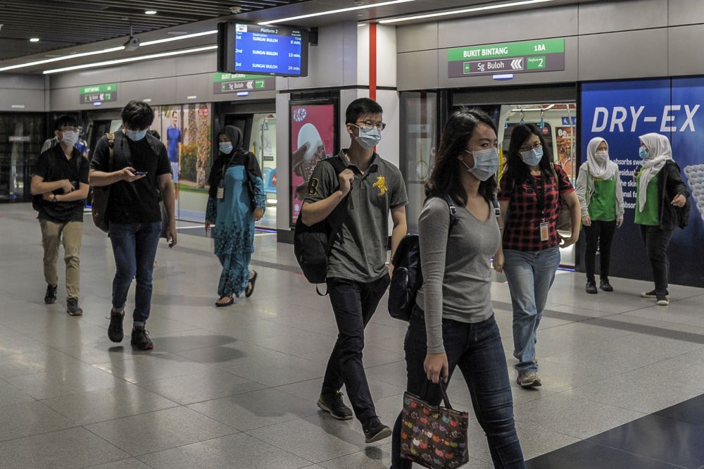 Commuters are pictured at an MRT station in Kuala Lumpur April 28, 2020. u00e2u20acu201d Picture by Shafwan Zaidon