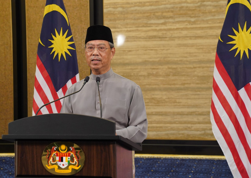 Prime Minister Tan Sri Muhyiddin Yassin speaks during a special Ramadan address on the eve of the fasting month in Putrajaya April 23, 2020. u00e2u20acu201d Bernama pic 