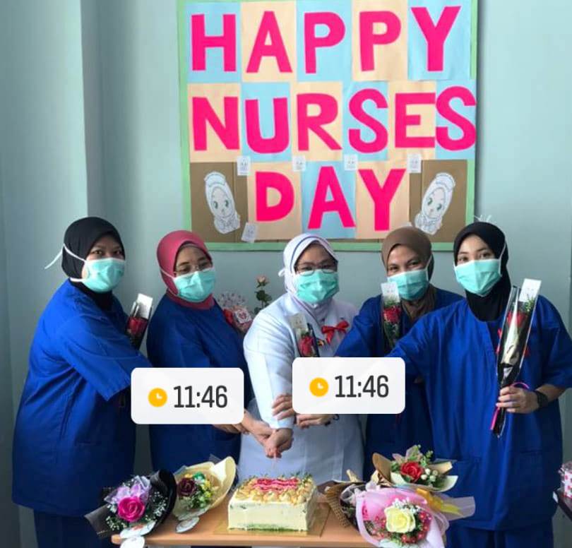 居銮的前线护士们在庆祝国际护士节。-摘自Rayuan Pengamal Perubatan脸书社团-
