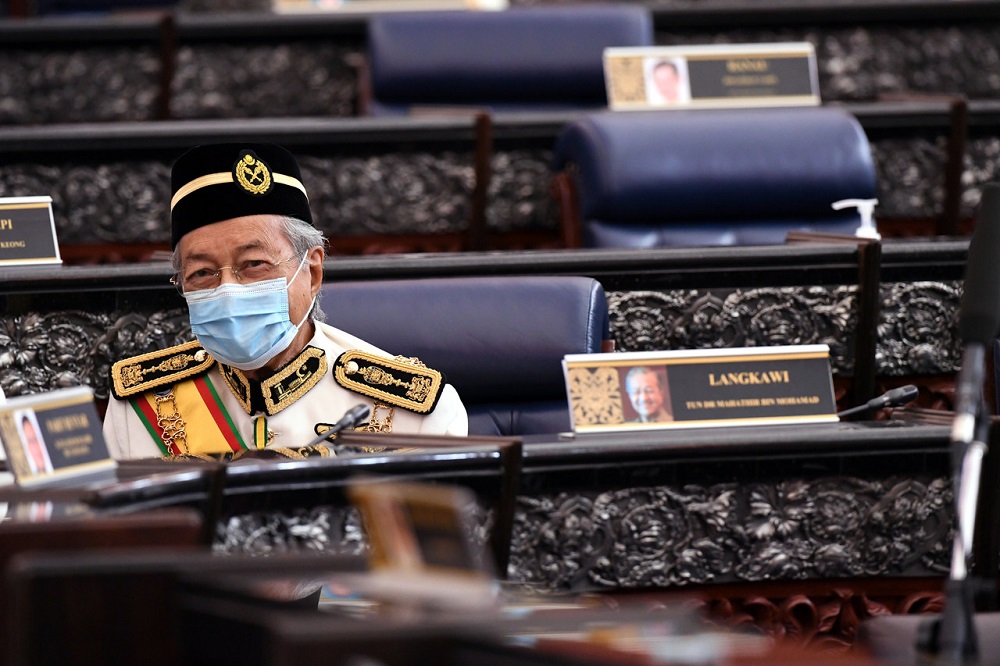 Langkawi Member of Parliament Tun Dr Mahathir Mohamad during the official opening of the Third Session of the 14th Parliament in Kuala Lumpur May 18, 2020. u00e2u20acu201d Bernama pic