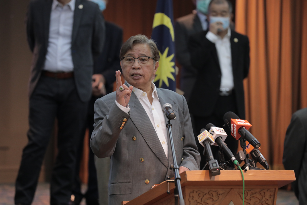 Sarawak Chief Minister Datuk Patinggi Abang Johari Openg announces the injection of RM290 million into the state economy in Kuching May 8, 2020. u00e2u20acu201d Picture courtesy of Sarawak Public Communications Unit (Ukas) 