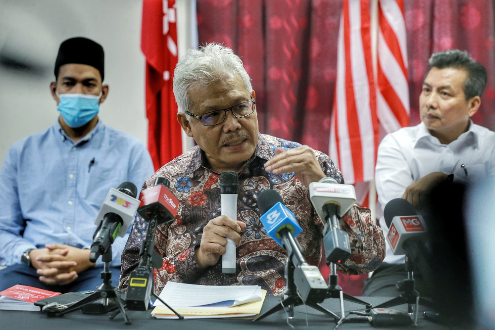 Bersatu sec-gen Datuk Seri Hamzah Zainudin speaks during a press conference at Yayasan Selangor in Petaling Jaya May 29, 2020. u00e2u20acu201d Picture by Ahmad Zamzahuri