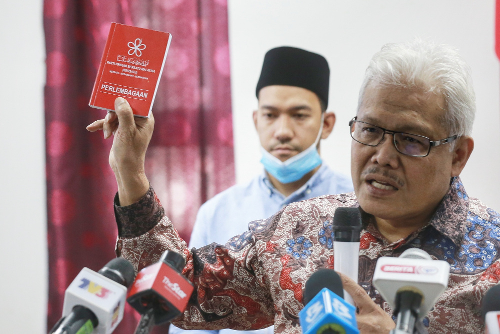 Bersatu sec-gen Datuk Seri Hamzah Zainudin speaks during a press conference at Yayasan Selangor in Petaling Jaya May 29, 2020. u00e2u20acu201d Picture by Ahmad Zamzahuri