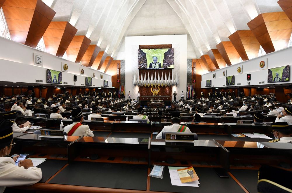 The Yang di-Pertuan Agong Al-Sultan Abdullah Ri'ayatuddin Al-Mustafa Billah Shah delivers the royal address during the opening of the first meeting of the third session of the 14th Parliament in Kuala Lumpur May 18, 2020. u00e2u20acu201d Bernama pic