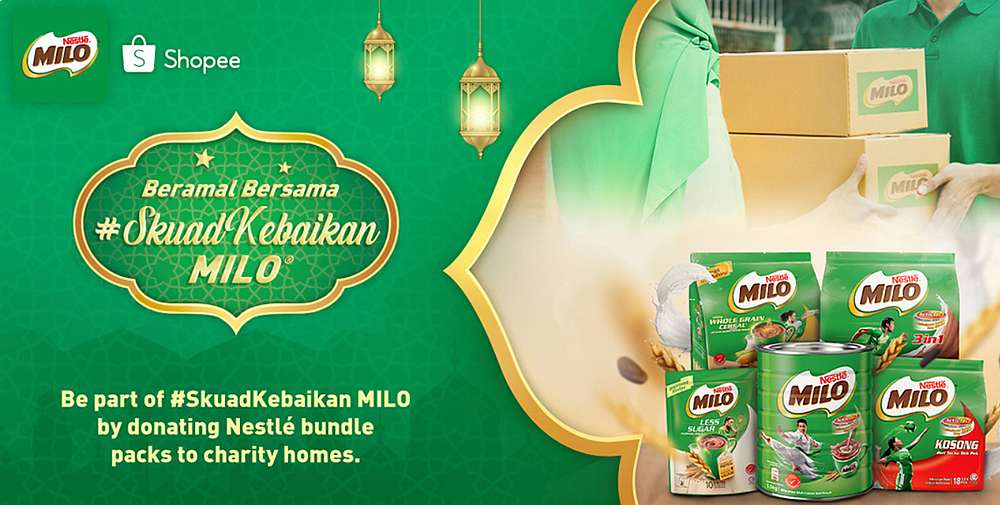Join the ranks in the #SkuadKebaikan Milo by doing your part in helping those in need. u00e2u20acu201d Screengrab via Shopee.com